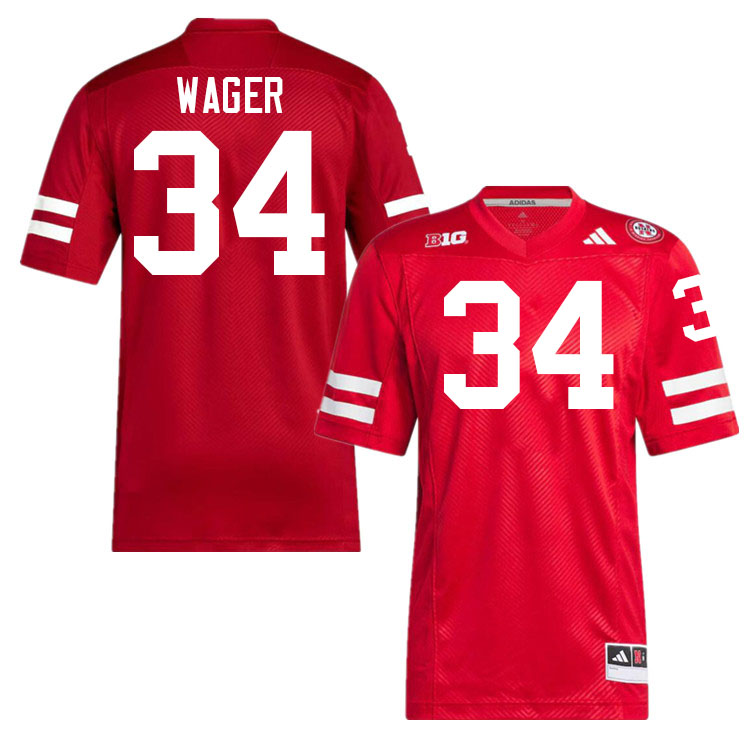 Men #34 Gage Wager Nebraska Cornhuskers College Football Jerseys Stitched Sale-Scarlet